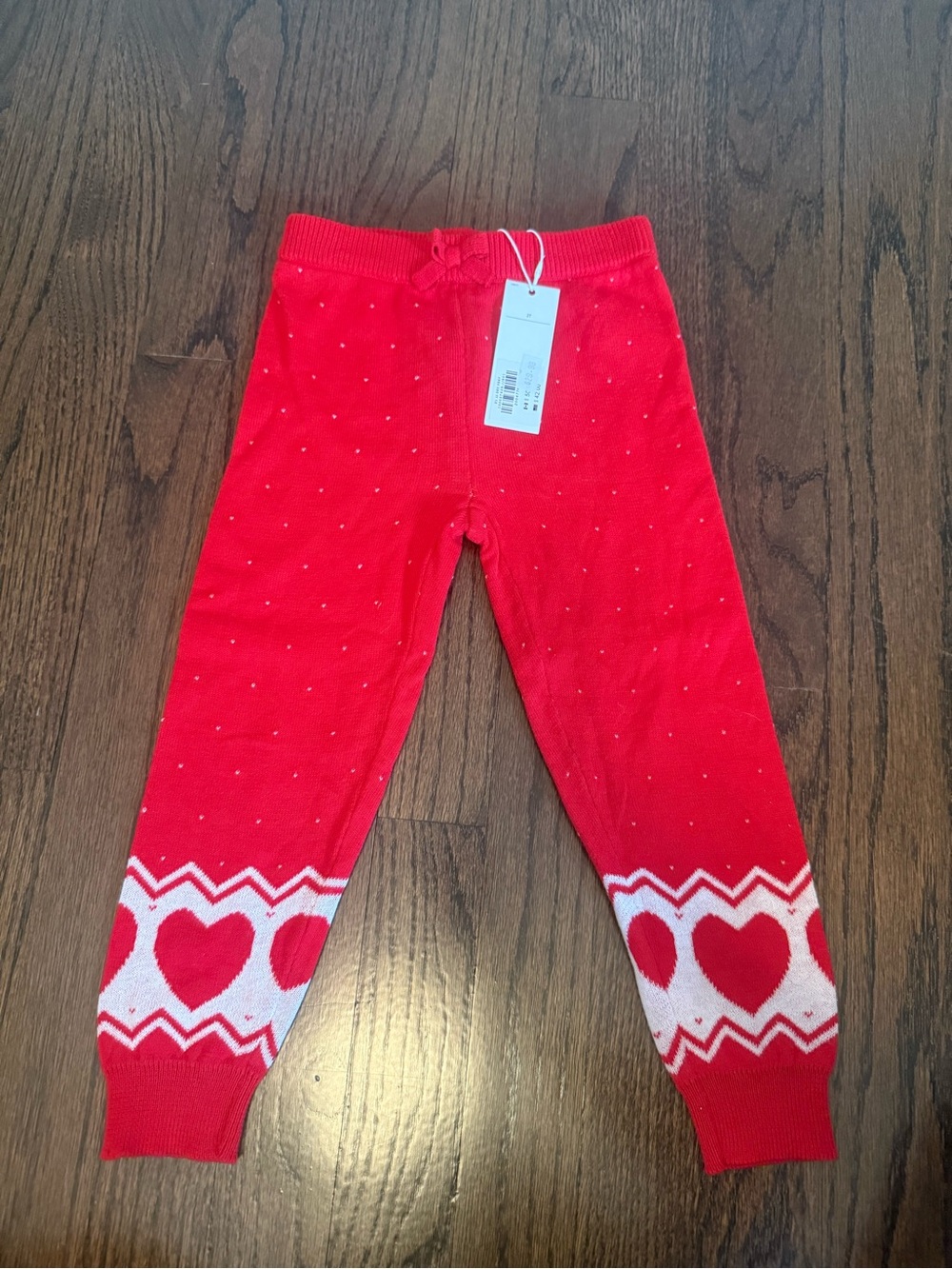 Kids Red Heart-Trim Pants
